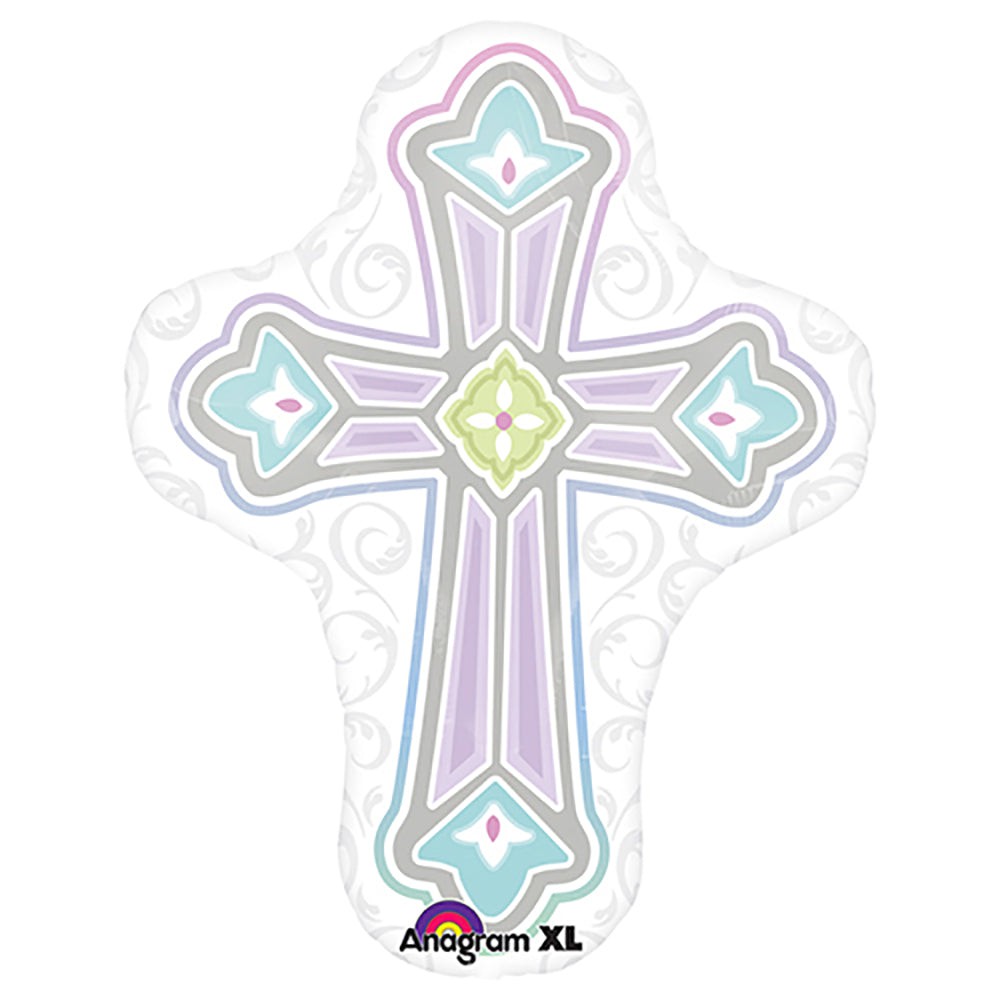 Anagram 28 inch 1ST COMMUNION CROSS Foil Balloon 30414-01-A-P