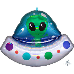 Anagram 28 inch ALIEN SHAPE SHIP IRIDESCENT Foil Balloon 41195-01-A-P