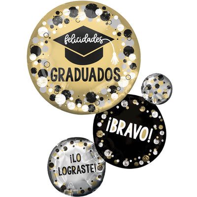 Anagram 28 inch FELICIDADES GRADUADOS CIRCLES & DOTS Foil Balloon 45514-01-A-P