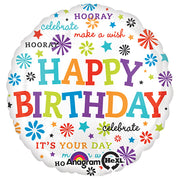 Anagram 28 inch MULTI STAR AND BURST HAPPY BIRTHDAY Foil Balloon 28907-01-A-P