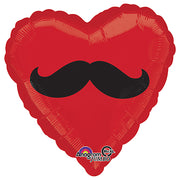 Anagram 28 inch MUSTACHE HEART Foil Balloon 28212-01-A-P