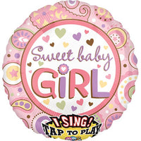 Anagram 28 inch SWEET BABY GIRL SING-A-TUNE Foil Balloon 22068-01-A-P