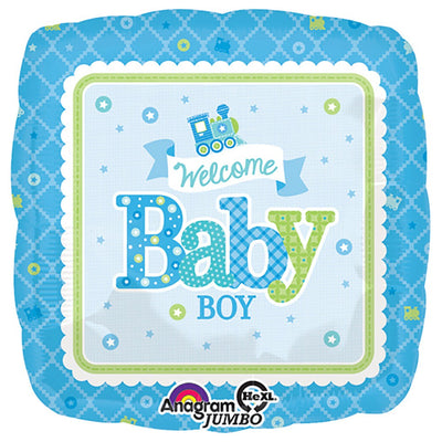 Anagram 28 inch WELCOME BABY BOY TRAIN Foil Balloon 30889-01-A-P