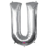 Anagram 34 inch LETTER U - ANAGRAM - SILVER Foil Balloon 32987-01-A-P