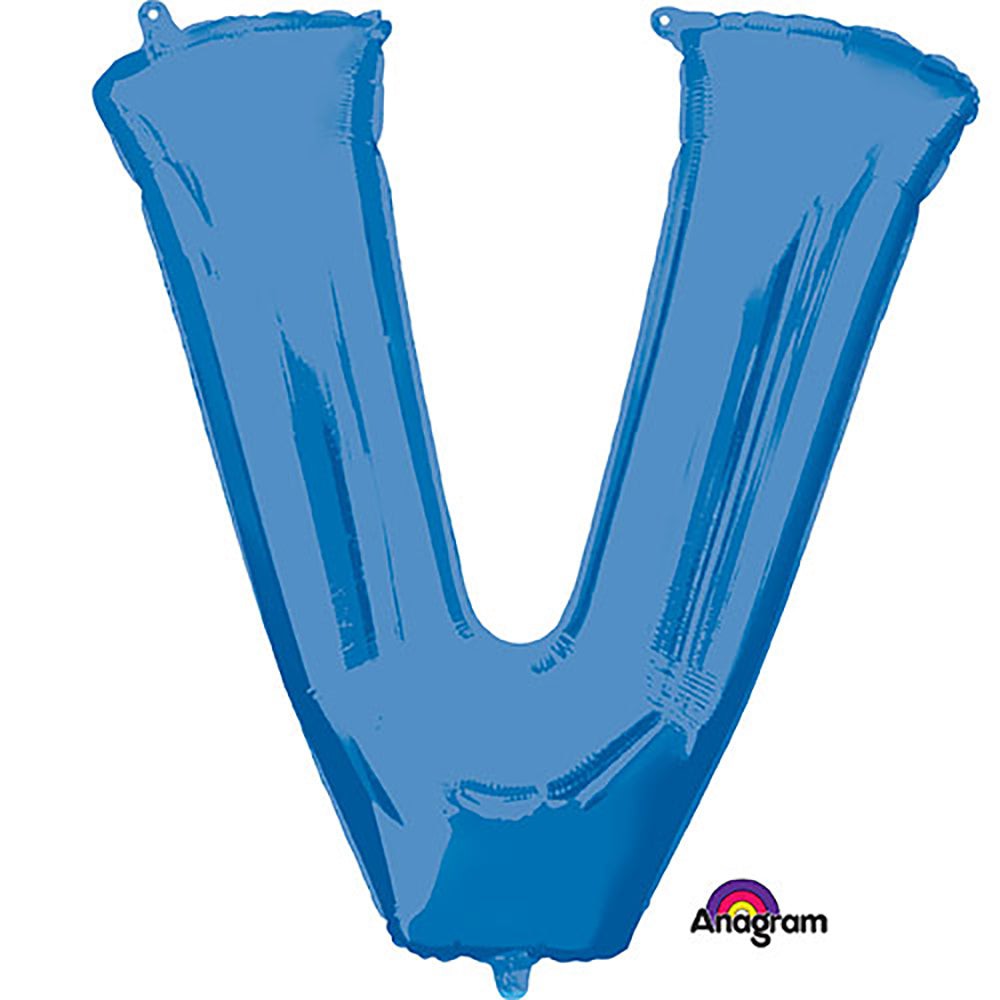 Anagram 34 inch LETTER V - ANAGRAM - BLUE Foil Balloon 35443-01-A-P