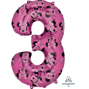 Anagram 34 inch MINNIE MOUSE FOREVER NUMBER 3 Foil Balloon 39884-01-A-P