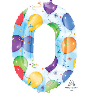 Anagram 34 inch NUMBER 0 - ANAGRAM - BALLOONS & STREAMERS Foil Balloon 28243-01-A-P