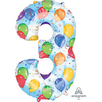 Anagram 34 inch NUMBER 3 - ANAGRAM - BALLOONS & STREAMERS Foil Balloon 28249-01-A-P