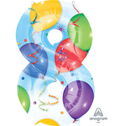 Anagram 34 inch NUMBER 8 - ANAGRAM - BALLOONS & STREAMERS Foil Balloon 28259-01-A-P