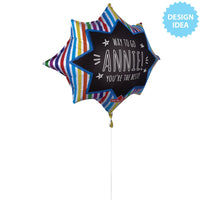 Anagram 35 inch MULTI-STRIPE BURST BLACK BOARD Foil Balloon 32524-01-A-P