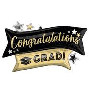 Anagram 38 inch CONGRATULATIONS GRAD GOLD & BLACK Foil Balloon 44216-01-A-P