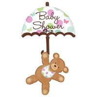 Anagram 49 inch BABY SHOWER UMBRELLA & BEAR Foil Balloon 20711-01-A-P