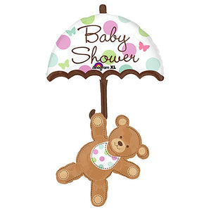 Anagram 49 inch BABY SHOWER UMBRELLA & BEAR Foil Balloon 20711-01-A-P