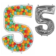 Anagram 49 inch BALLOONFORMZ MOSAIC NUMBER 5 - SILVER Foil Balloon 44118-11-A-P