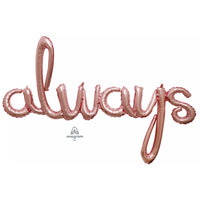 Anagram 49″ SCRIPT PHRASE: ALWAYS (AIR-FILL ONLY) Foil Balloon 42522-11-A-P