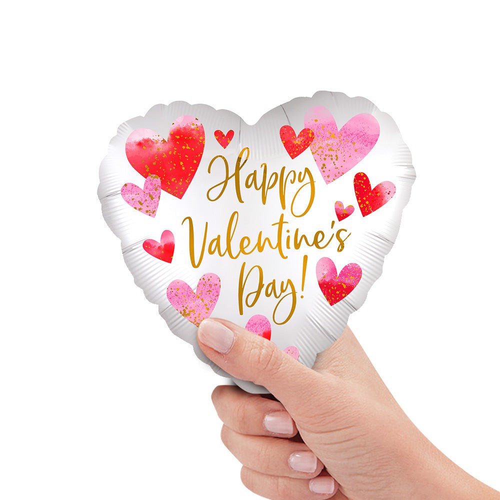 Anagram 9 inch SATIN WATERCOLOR HAPPY VALENTINE'S DAY MINI SHAPE (AIR-FILL ONLY) Foil Balloon 43676-09-A-U