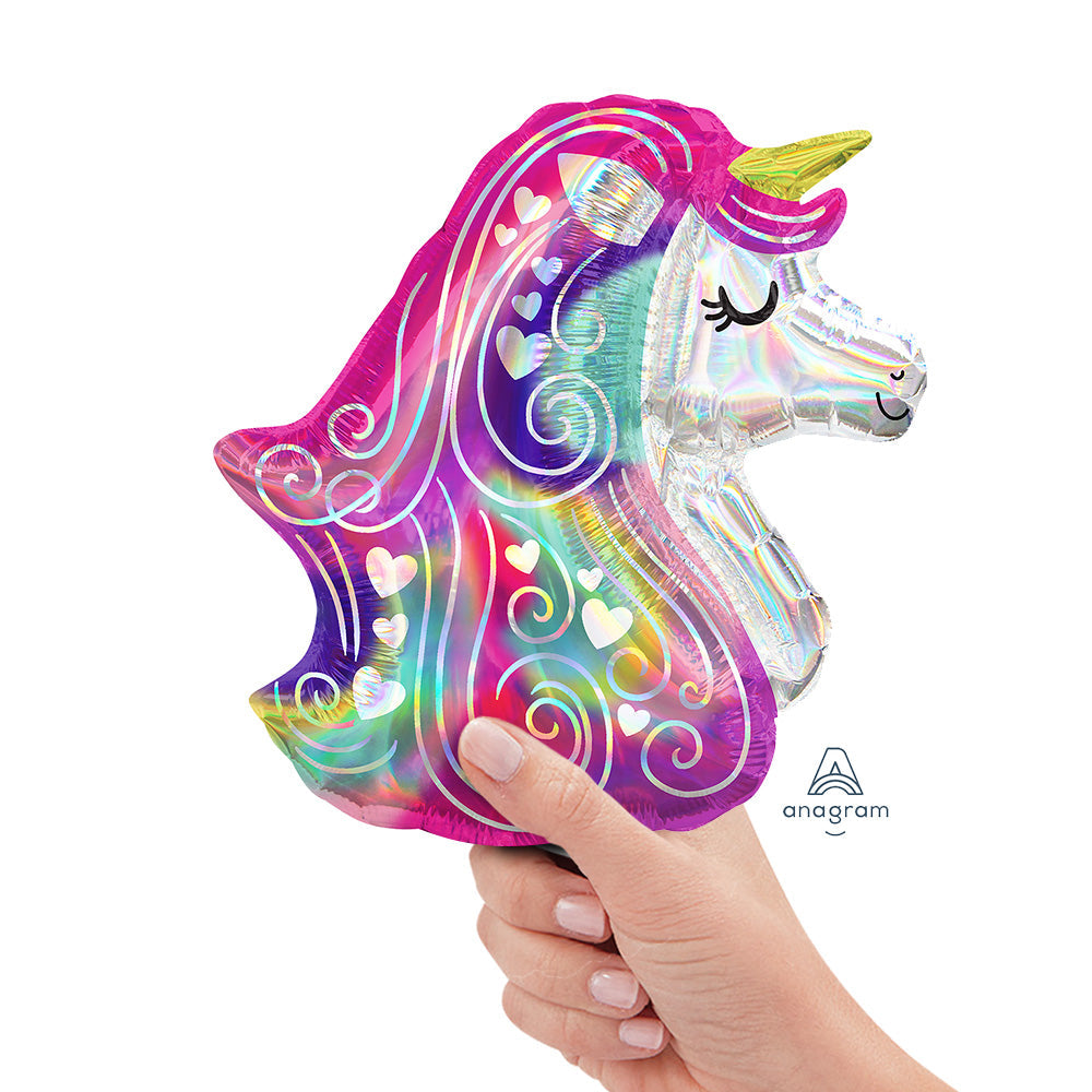 Anagram IRIDESCENT HEART UNICORN MINI SHAPE (AIR-FILL ONLY) Foil Balloon 40520-02-A-U