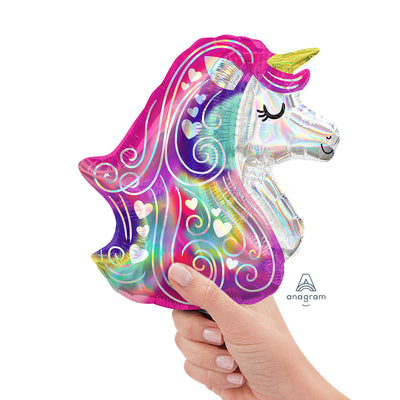 Anagram IRIDESCENT HEART UNICORN MINI SHAPE (AIR-FILL ONLY) Foil Balloon 40520-02-A-U