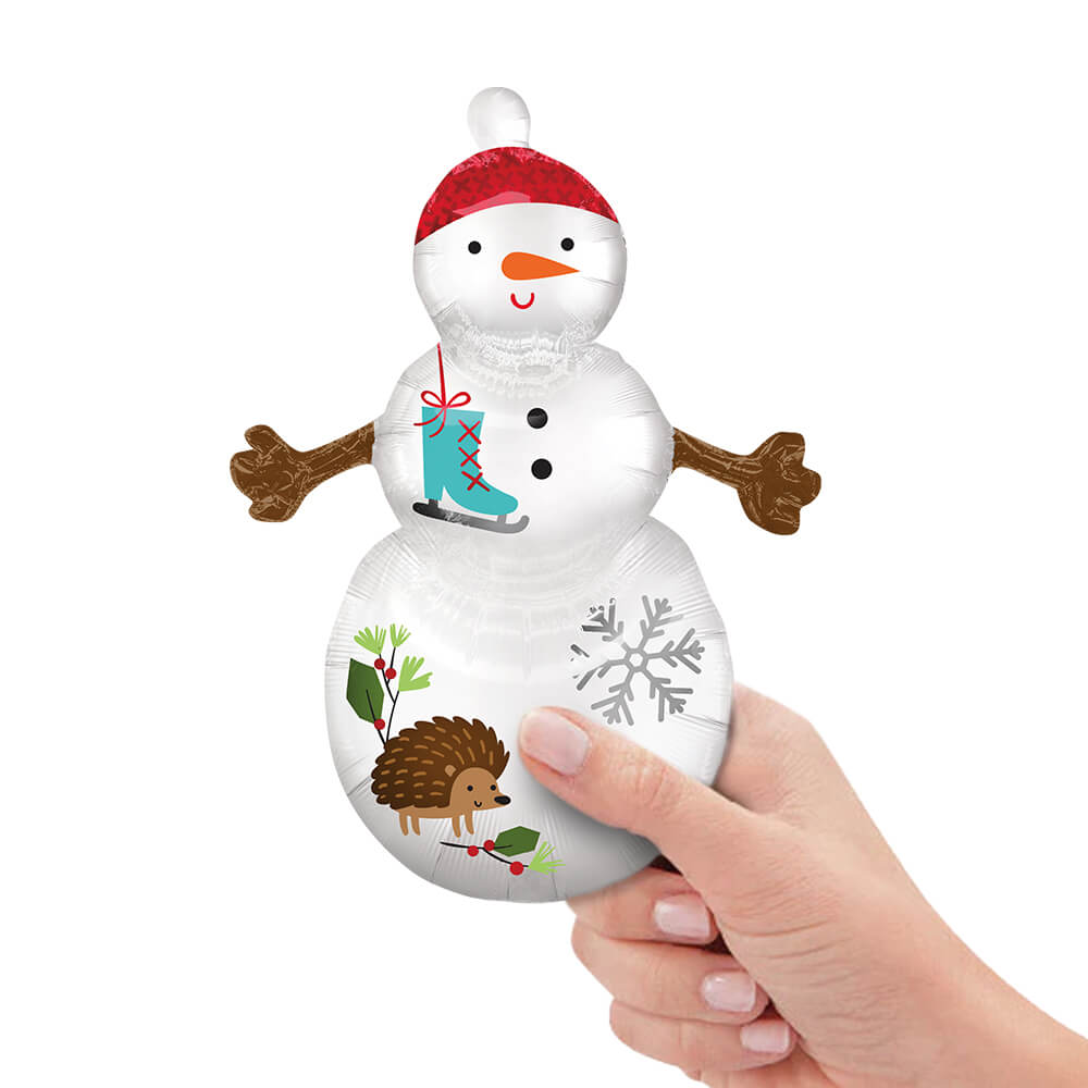 Anagram SATIN WOODLAND SNOWMAN MINI SHAPE (AIR-FILL ONLY) Foil Balloon 44907-02-A-U