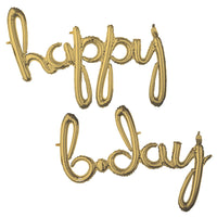 Anagram SCRIPT PHRASE ″HAPPY BDAY" WHITE GOLD (AIR-FILL ONLY) Foil Balloon 44609-11-A-P