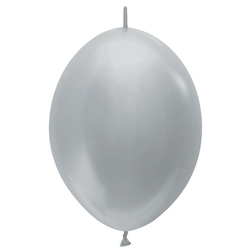 Betallatex 6 inch LINK-O-LOON METALLIC SILVER Latex Balloons 54667-B