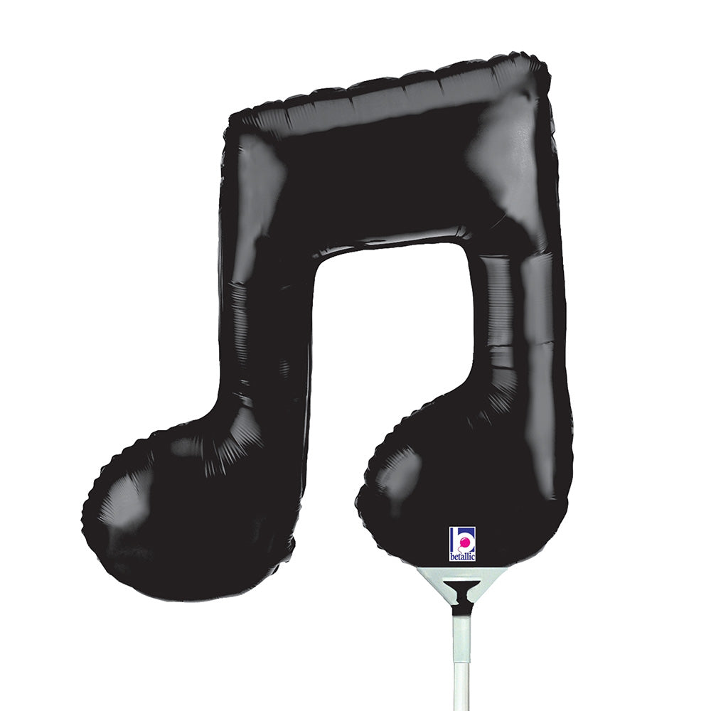 Betallic 14 inch MUSIC NOTE DOUBLE - BLACK MINI SHAPE (AIR-FILL ONLY) Foil Balloon 19354-B-U