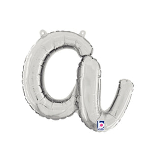 Betallic 14 inch SCRIPT LETTER A - SILVER (AIR-FILL ONLY) Foil Balloon 34701SP-B-P