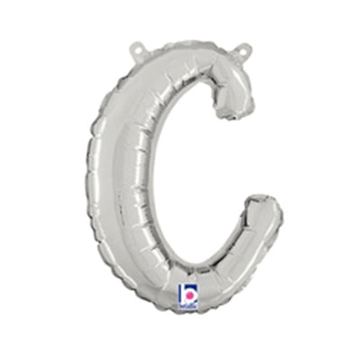 Betallic 14 inch SCRIPT LETTER C - SILVER (AIR-FILL ONLY) Foil Balloon 34703SP-B-P