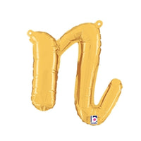 Betallic 14 inch SCRIPT LETTER N - GOLD (AIR-FILL ONLY) Foil Balloon 34714GP-B-P