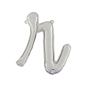 Betallic 14 inch SCRIPT LETTER R - SILVER (AIR-FILL ONLY) Foil Balloon 34718SP-B-P