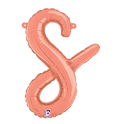 Betallic 14 inch SCRIPT LETTER S - ROSE GOLD (AIR-FILL ONLY) Foil Balloon 34719RGP-B-P