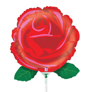 Betallic 14 inch SINGLE RED ROSE MINI SHAPE (AIR-FILL ONLY) Foil Balloon 19540-B-U