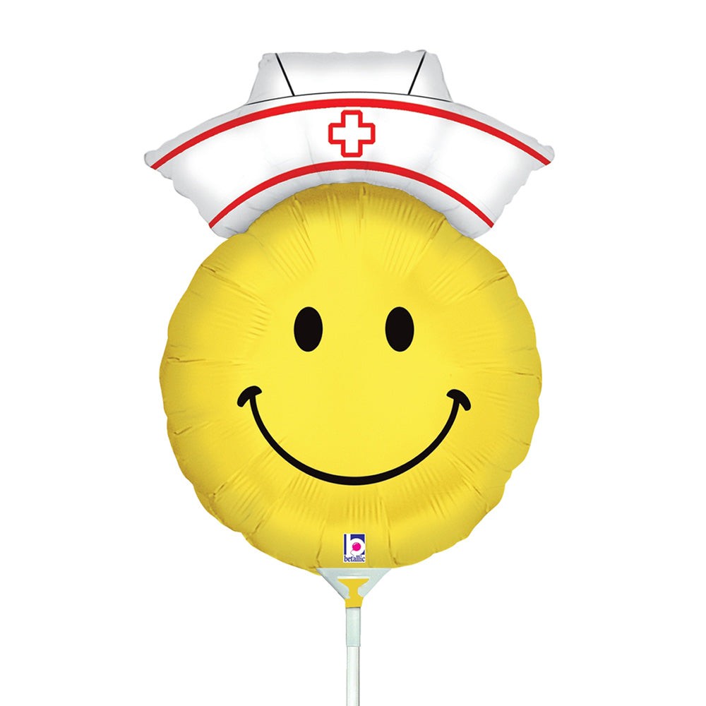 Betallic 14 inch SMILEY NURSE MINI SHAPE (AIR-FILL ONLY) Foil Balloon 19197-B-U