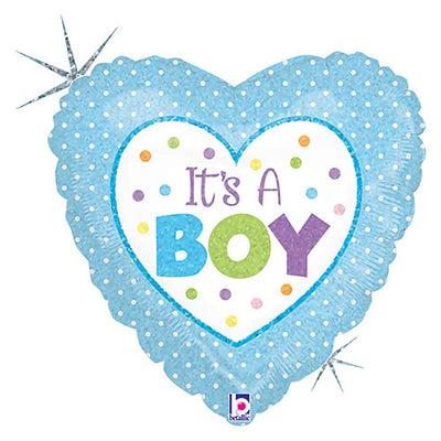 Betallic 18 inch BABY BOY DOTS Foil Balloon 86898P-B-P