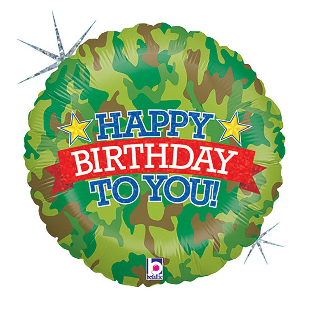 Betallic 18 inch CAMO BIRTHDAY Foil Balloon 86919P-B-P