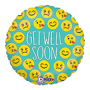 Betallic 18 inch EMOJI GET WELL Foil Balloon 36580P-B-P