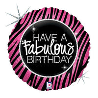 Betallic 18 inch FABULOUS ZEBRA BIRTHDAY Foil Balloon 86889P-B-P