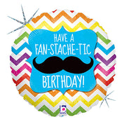 Betallic 18 inch FAN-STACHE-TIC BIRTHDAY Foil Balloon 36026P-B-P