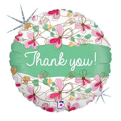 Betallic 18 inch FLORAL THANK YOU Foil Balloon 36170P-B-P