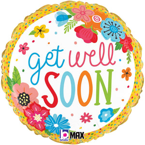 Betallic 18 inch GET WELL FLORAL Foil Balloon 26292P-B-P