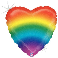 Betallic 18 inch GLITTER RAINBOW HEART Foil Balloon 36881-B-U