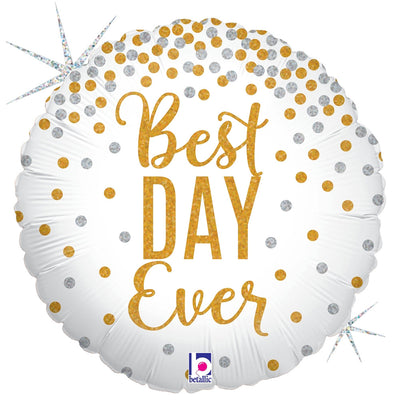 Betallic 18 inch GLITTERING BEST DAY EVER Foil Balloon 36589-B-U