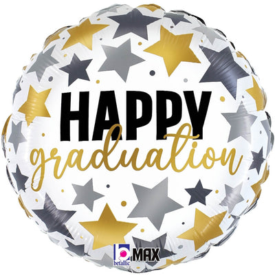 Betallic 18 inch GRADUATION METALLIC STARS Foil Balloon 26259-B-U