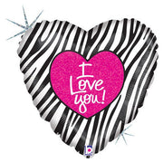 Betallic 18 inch I LOVE ZEBRA Foil Balloon 86858P-B-P