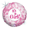 Betallic 18 inch IT'S A GIRL FOOTPRINTS Foil Balloon 86369P-B-P