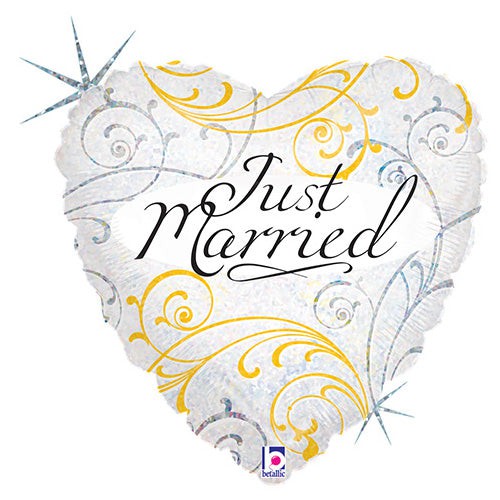 Betallic 18 inch JUST MARRIED FILIGREE Foil Balloon 36163P-B-P