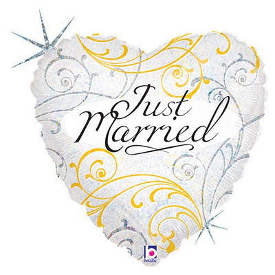 Betallic 18 inch JUST MARRIED FILIGREE Foil Balloon 36163P-B-P