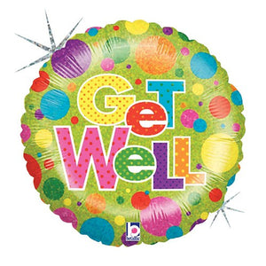 Betallic 18 inch LOTS A DOTS GET WELL Foil Balloon 86371P-B-P