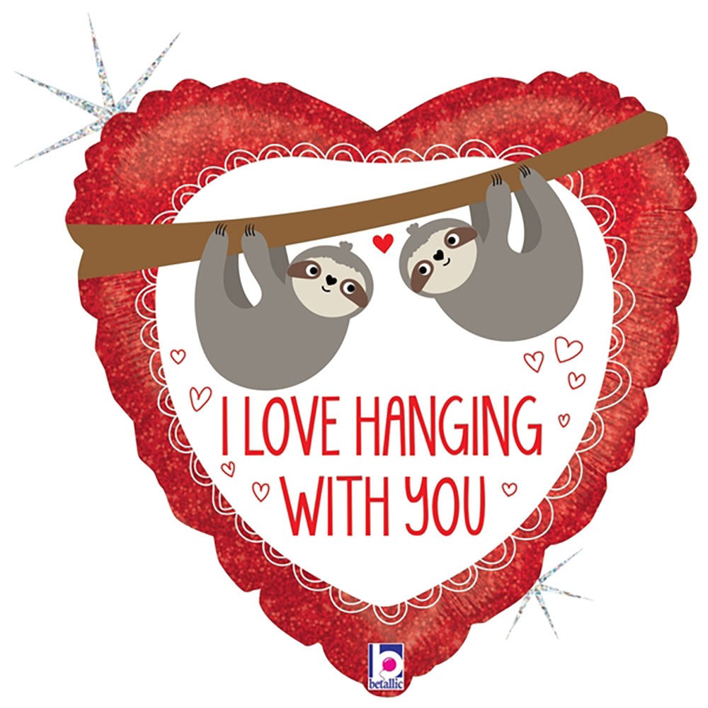 Betallic 18 inch LOVE HANGING WITH YOU SLOTH Foil Balloon 36927-B-U