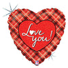 Betallic 18 inch LOVE YOU PLAID Foil Balloon 36211P-B-P